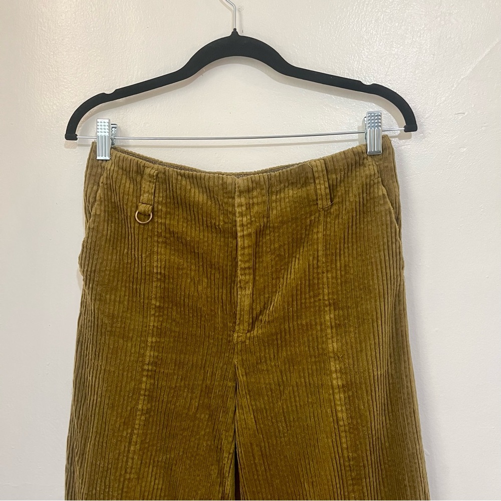 Anthropologie Chartreuse Corduroy Wide Leg Pants